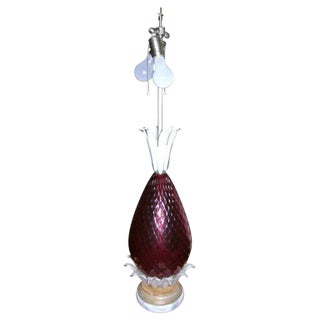 1950s Vintage Venetian Murano Glass Pineapple Lamp For Sale
