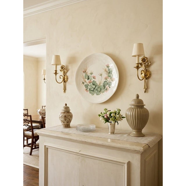 Vintage 3d Raised Geranium Botanical Ceramic Wall Platter For Sale - Image 11 of 12
