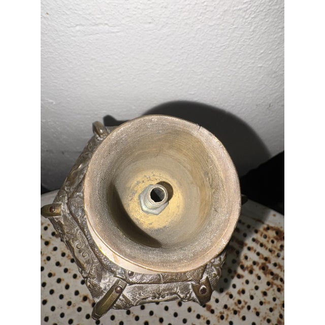 Metal Vintage Bronze Candlestick, 1920 For Sale - Image 7 of 8