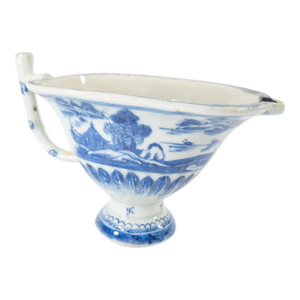 18th Century Chinese Export Blue and White Canton Helmet Creamer