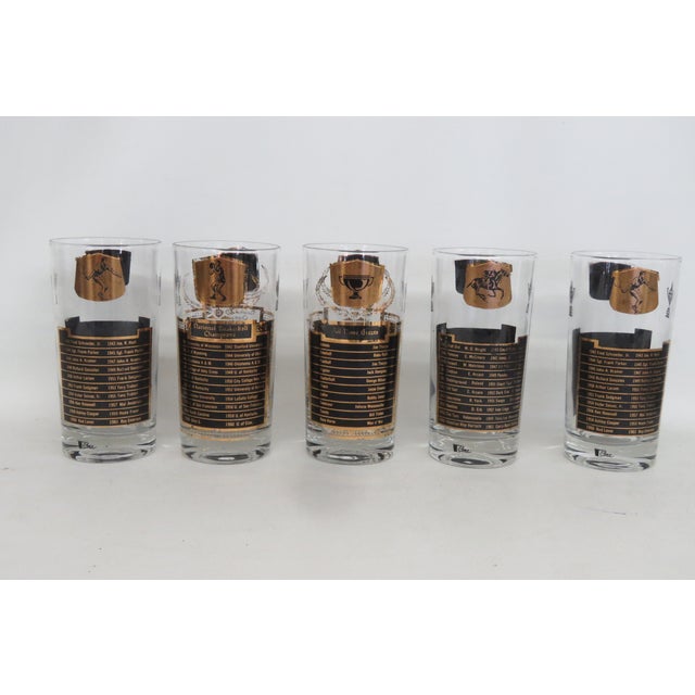 Mid 20th Century Cera All Time Greats 5pc Set Highball Cocktail Glasses Black With 22k Gold For Sale - Image 4 of 18