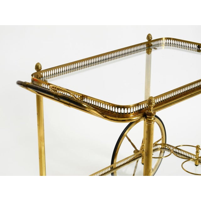 Neoclassical Brass Bar Cart with Glass Trays from Maison Jansen, 1960s For Sale - Image 11 of 18