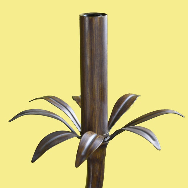 Vintage Faux Bamboo Palms Chandelier For Sale - Image 4 of 5