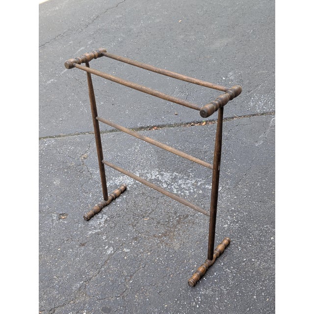 Contemporary Vintage Solid Oak Blanket & Quilt Rack - Freestanding Towel Stand For Sale - Image 3 of 7