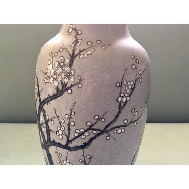 Mid 20th Century Vintage Mid 20th Century Nora Fenton Gray Cherry Blossom Ceramic Vase For Sale - Image 5 of 13