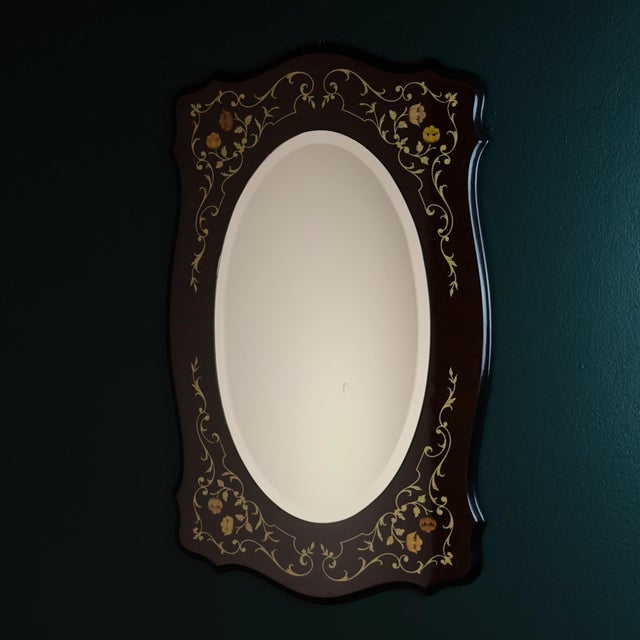 Mid-Century Modern Vintage Large Wooden Mirror, Italy, 1970s For Sale - Image 3 of 13