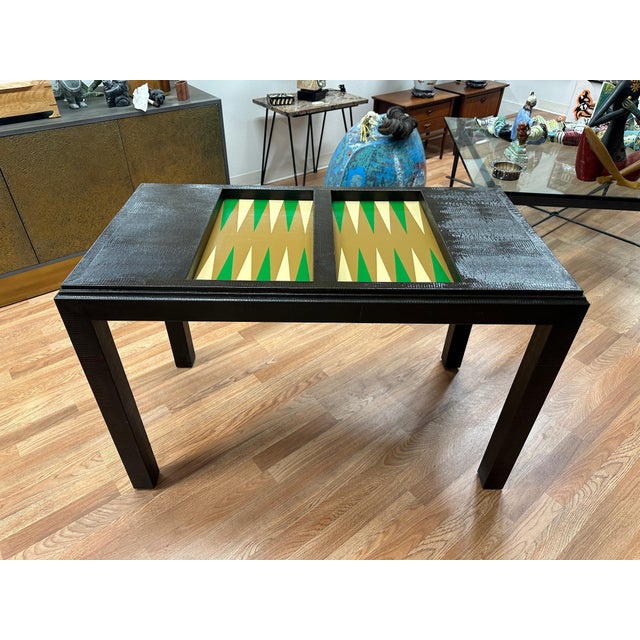 Mid 20th Century Faux Snakeskin Game Table with Removable Top For Sale - Image 4 of 18