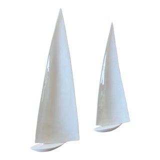 Set of 2 Ceramic Wall Art Sailboats by Riddell Pottery For Sale