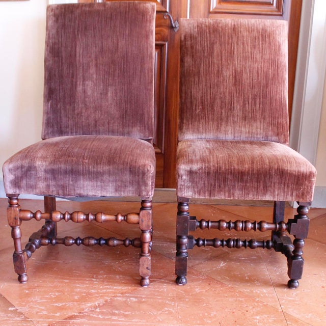 Continental Baroque Walnut Stretcher Base Dining Chairs-Set of Six For Sale - Image 4 of 12