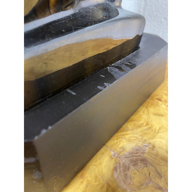 Large Ceramic Mottled Green Buddha’s on Stands- a Pair For Sale - Image 9 of 12