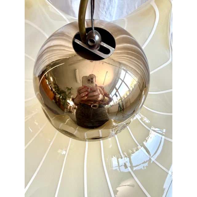 Beige Mid-Century Modern Murano Glass Handkerchief Pendant Light, Italy, 1970s For Sale - Image 8 of 18