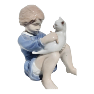 Royal Copenhagen Porcelain Girl and Cat Circa 60s-70s