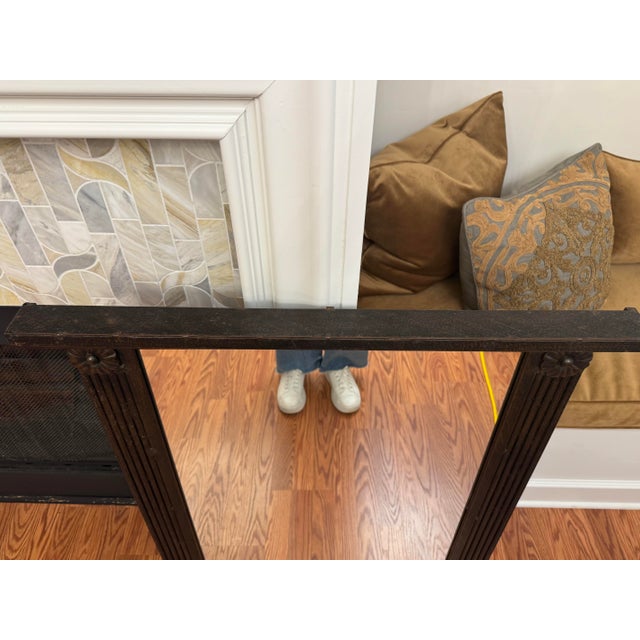 Monumental Vintage Neoclassical Black Cast Iron Wall Mirror For Sale - Image 10 of 12