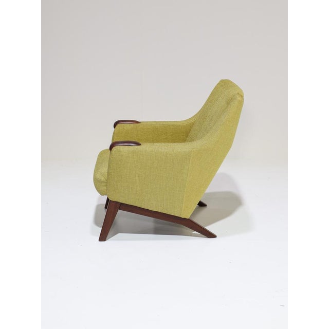 Vintage Lounge Chairs in Teak and Yellow Fabric, 1960s, Set of 2 For Sale - Image 4 of 13