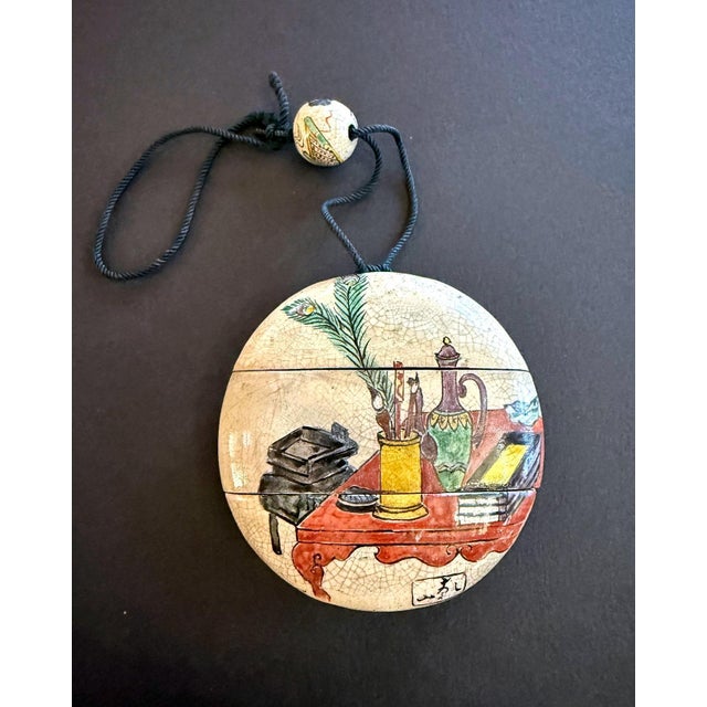 Japanese Rare Japanese Ceramic Glazed Inro with Ojime Ogata Kenzan Edo Period For Sale - Image 3 of 15