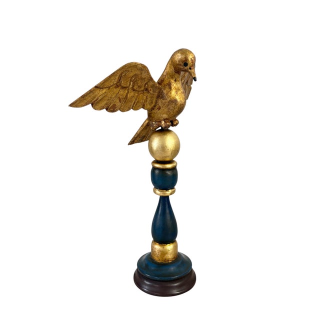 Rustic European Vintage European Carved Wood Bird Sculpture on Finial 14" H For Sale - Image 3 of 8