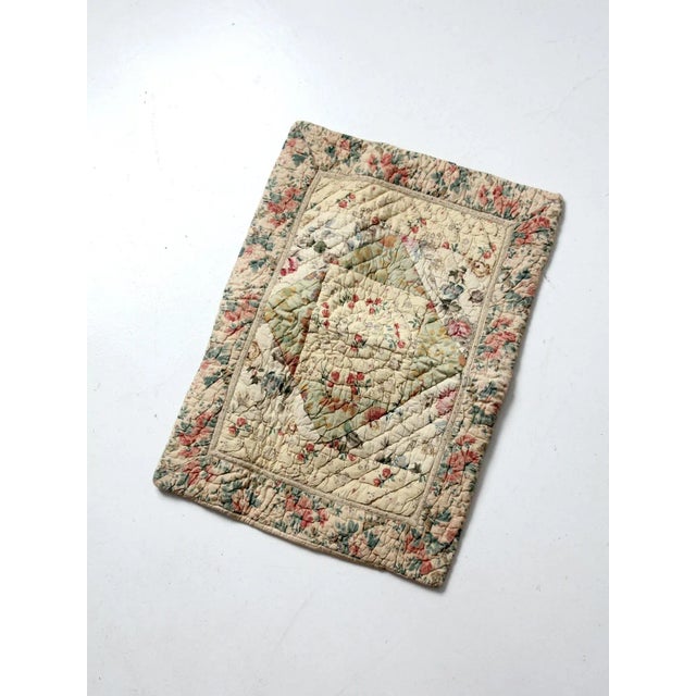 Cream Vintage Quilted Floral Pillow Sham For Sale - Image 8 of 10
