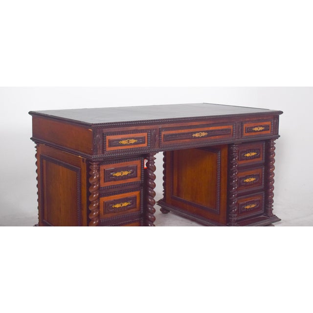 Wood Antique Portuguese Twisted and Shaken Desk For Sale - Image 7 of 16