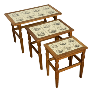 Mid-Century Modern Oak Nesting Tables by Henning Kjærnulf, Denmark, 1960s, Set of 3