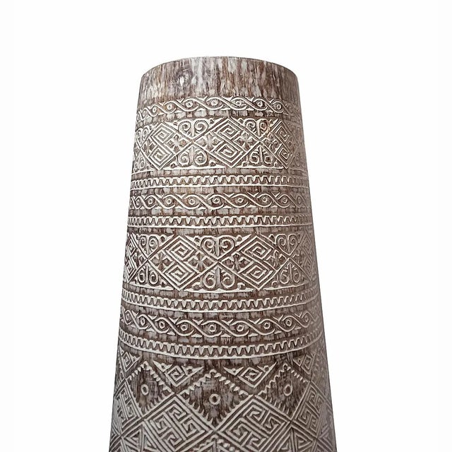 A stunning Palm Pot, made out of palm tree trunk from Sumatra, Indonesia. At almost 7 feet tall and almost 30 inches in...