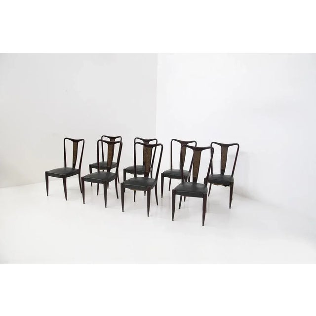 Vintage Italian Dining Chairs in Green Leather, 1950s, Set of 4 For Sale - Image 11 of 11