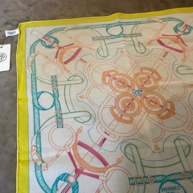Hermès A 21st Century New Hermès Silk Scarf "Eperon D'or" by Henry d'Origny For Sale - Image 4 of 12