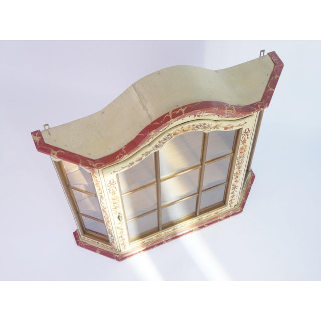 Wood Vintage Dutch Folk Art Display Cabinet with Glass Door, 1960s For Sale - Image 7 of 10