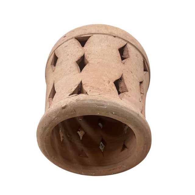 Vintage Moroccan Hand-Formed Terracotta Pierced Lantern For Sale In West Palm - Image 6 of 12