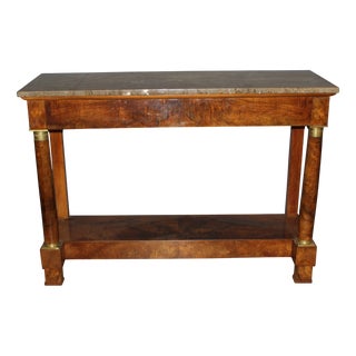 Empire Style Walnut Console Table, 1800s For Sale