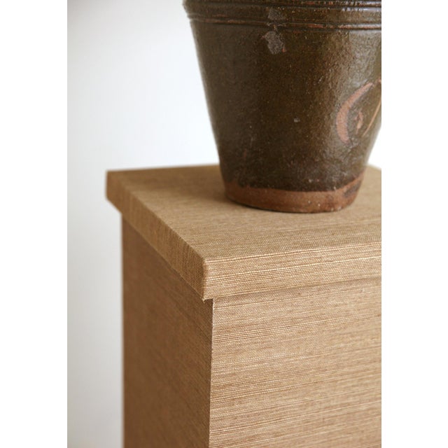 Bessette Grasscloth Pedestal, Saddle For Sale - Image 4 of 4