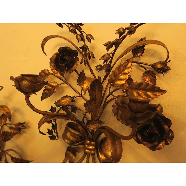 Gilt Tole Double-Wall Candleholders with Roses from Hans Kögl, 1960s, Set of 2 For Sale - Image 17 of 18