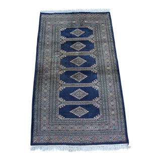 Vintage Geometric Traditional Wool Hand Knotted Rug For Sale