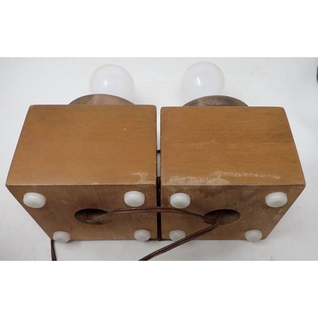 1960s Modeline of California Mid-Century Modern Cylinder Table Lamps With Hinged Wood Bases - a Pair For Sale - Image 9 of 9
