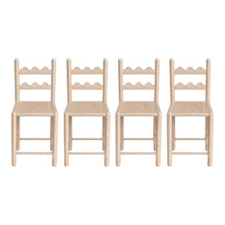 Set of 4 Country French Counter Stools With Custom Antique Natural Cerused Oak. For Sale