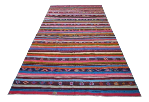1970s Turkish Kilim Hand Woven Braided Area Rug - 5′5″ × 10′9″