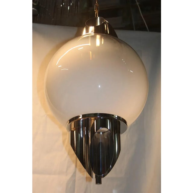 Silver Chromed Metal and Murano Glass Ceiling Lamp from Selenova, 1970s For Sale - Image 8 of 9