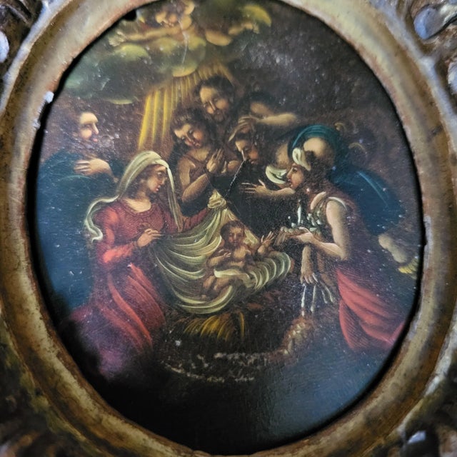 18th Century Italian Nativity Gouache Miniature, 1790s, in Good conditions. Designed before 1890