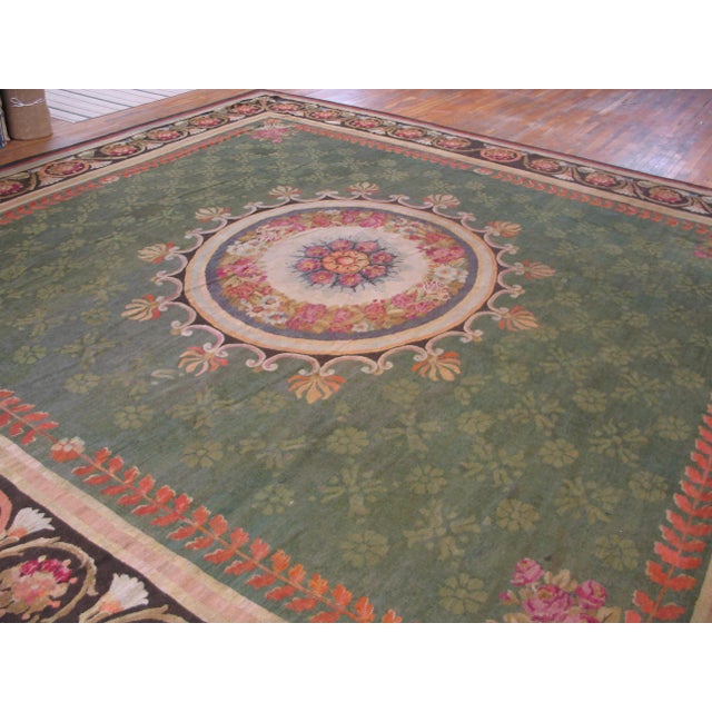 . Antique Large Aubusson French Flat Weave Rug, Circa Date: 1820s. This exceptional example of French weaving represents...