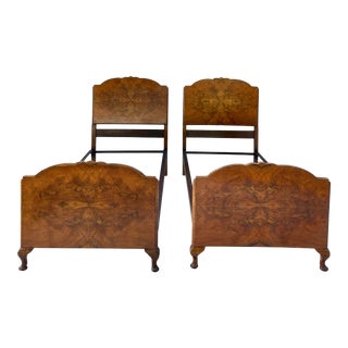Antique Burl Wood Petite Bed Frames - a Pair For Sale