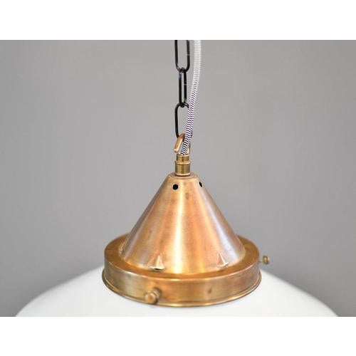 Metal Opaline Glass Pendant Light from Dr Ing Schneider & Co. For Sale - Image 7 of 8