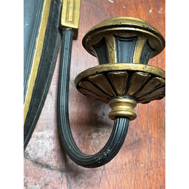 Metal Mid 20th Century Neoclassical Style Greek Key & Urn Cast Metal Wall Candle Sconces Signed Empire For Sale - Image 7 of 15