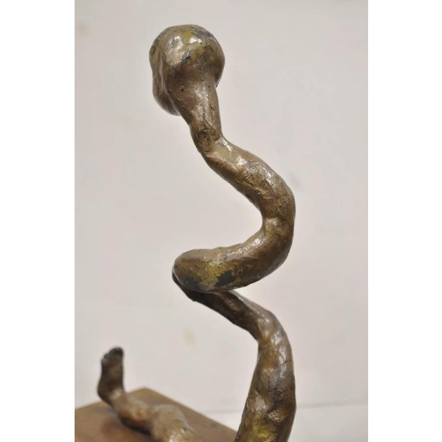 Sheryl C. Benjamin Brutalist Modern Abstract Bronze Serpent Figure Sculpture For Sale - Image 11 of 12