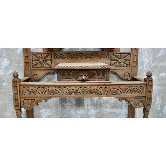 Victorian Green Man Hall Stand in Oak, 1880 For Sale - Image 4 of 12