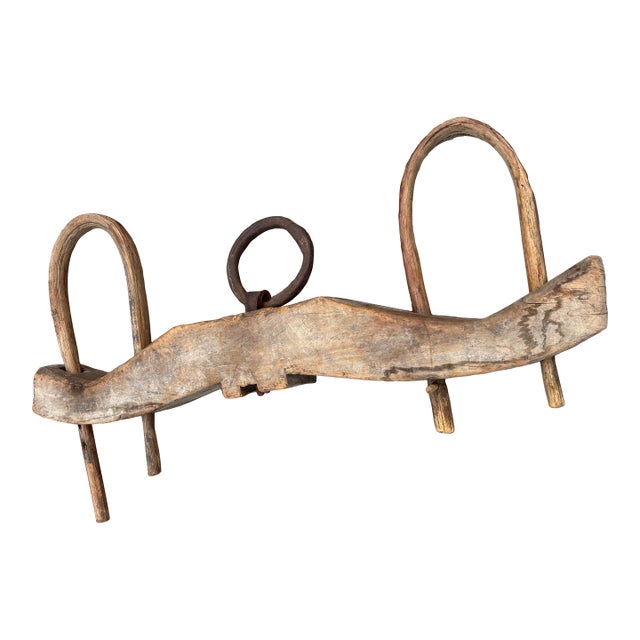 Antique Double Oxen Yoke Solid Iron Hardware For Sale