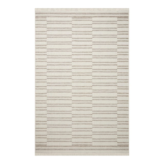 Amber Lewis x Loloi Malibu Ivory / Dove 18" x 18" Sample Rug For Sale