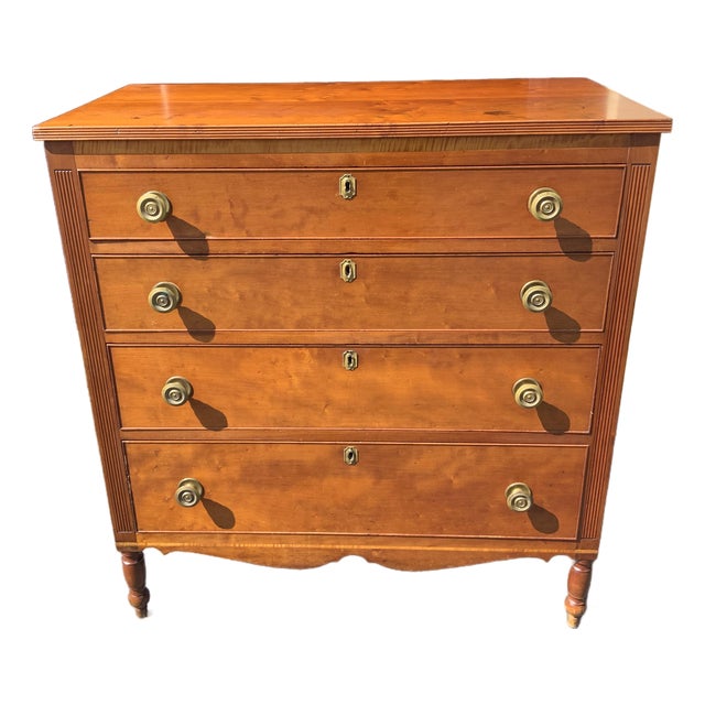 Early 19th Century Sheraton Cherry Chest For Sale