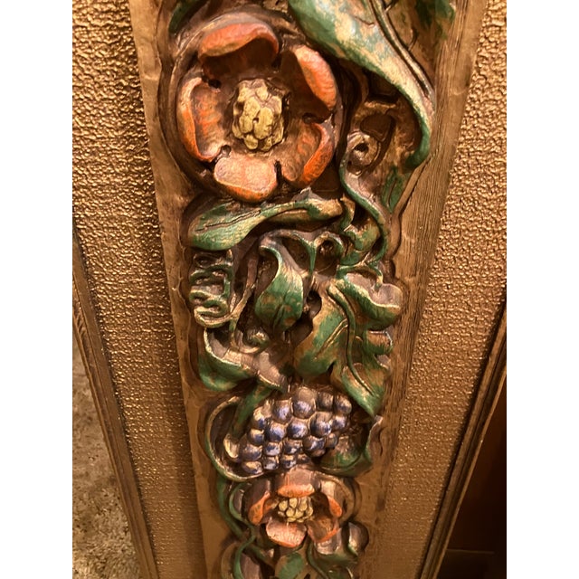 1970s Set of 2 Vintage Syroco MCM 3d Goldtone Wall Plaques Ornate Floral & Fruit Motif 20”x 8”ea For Sale - Image 5 of 5