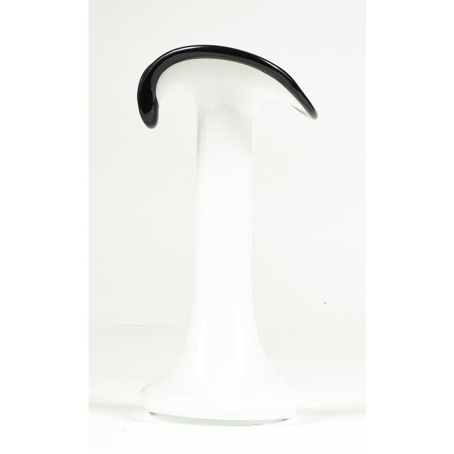 Black and white glass ornamental vase handmade 1980 category vases style 80s dimensions: height cm 27.5 width cm 13.5...