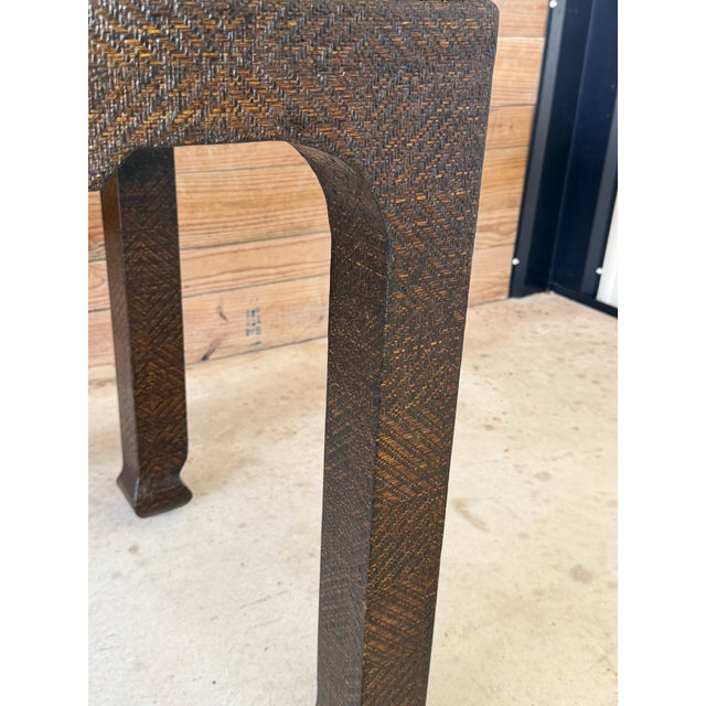 Coffee Harrison Van Horn Vintage Lacquered Raffia Ming Style Console Table For Sale - Image 8 of 12