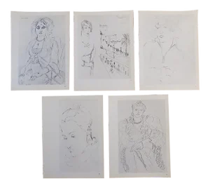 Vintage Mid 20th C. Modernist Lithographs-Henri Matisse-Women/Botanicals - Set of 5